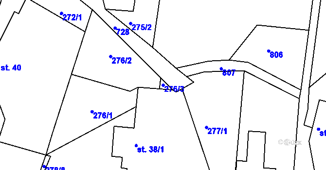 Parcela st. 276/3 v KÚ Žehrov, Katastrální mapa