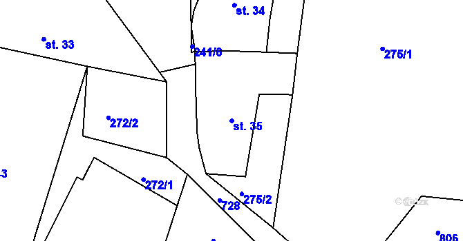 Parcela st. 35 v KÚ Žehrov, Katastrální mapa