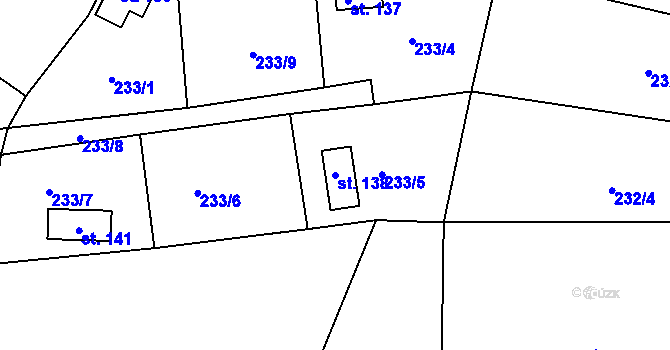 Parcela st. 138 v KÚ Žehrov, Katastrální mapa