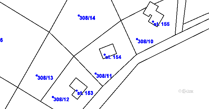 Parcela st. 154 v KÚ Žehrov, Katastrální mapa