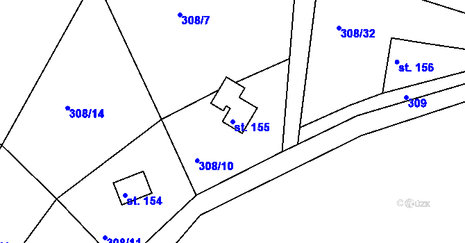 Parcela st. 155 v KÚ Žehrov, Katastrální mapa