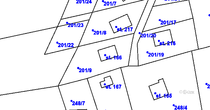 Parcela st. 166 v KÚ Žehrov, Katastrální mapa