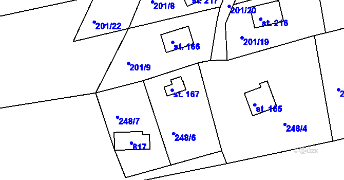 Parcela st. 167 v KÚ Žehrov, Katastrální mapa