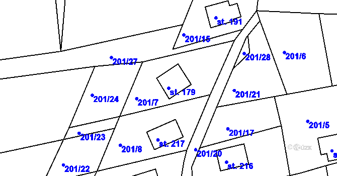 Parcela st. 179 v KÚ Žehrov, Katastrální mapa