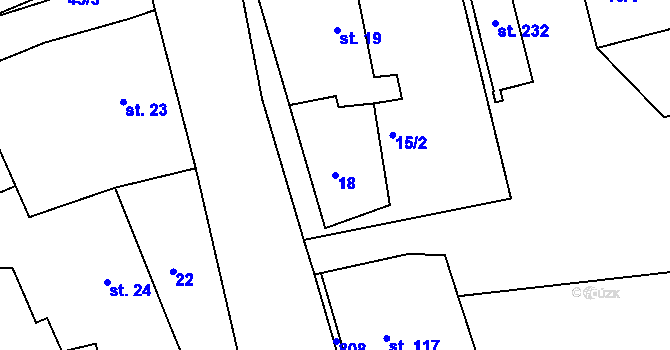 Parcela st. 18 v KÚ Žehrov, Katastrální mapa