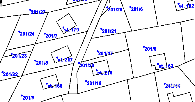 Parcela st. 201/17 v KÚ Žehrov, Katastrální mapa