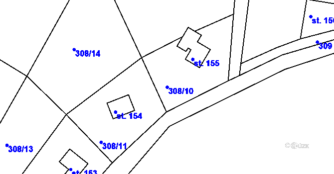 Parcela st. 308/10 v KÚ Žehrov, Katastrální mapa