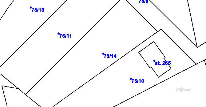 Parcela st. 75/14 v KÚ Žehrov, Katastrální mapa