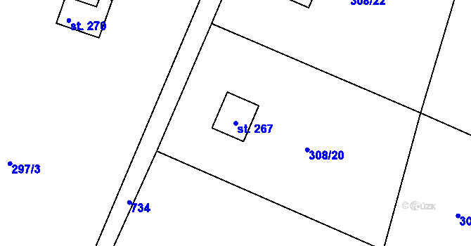 Parcela st. 267 v KÚ Žehrov, Katastrální mapa