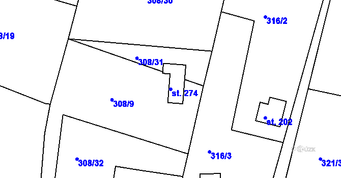 Parcela st. 274 v KÚ Žehrov, Katastrální mapa