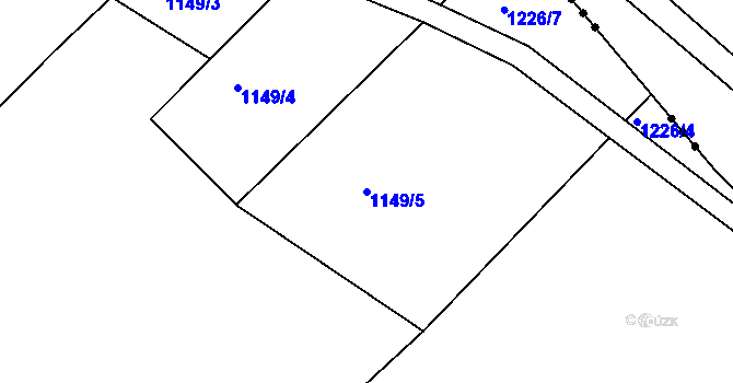 Parcela st. 1149/5 v KÚ Otěvěky, Katastrální mapa