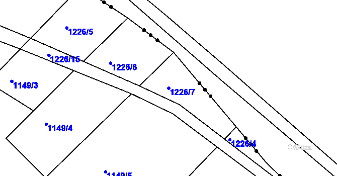 Parcela st. 1226/7 v KÚ Otěvěky, Katastrální mapa