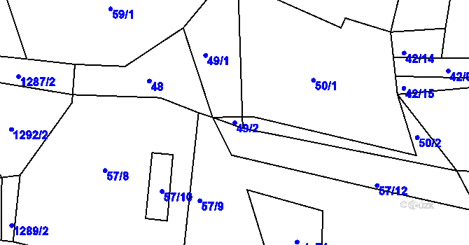Parcela st. 49/2 v KÚ Otěvěky, Katastrální mapa