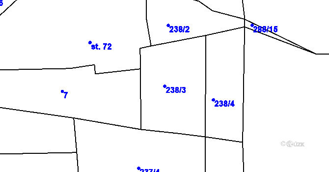 Parcela st. 238/3 v KÚ Otěvěky, Katastrální mapa