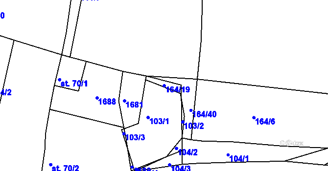 Parcela st. 164/19 v KÚ Otěvěky, Katastrální mapa