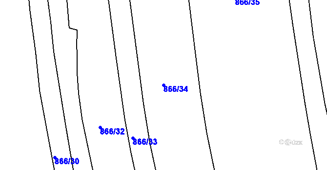 Parcela st. 866/34 v KÚ Otěvěky, Katastrální mapa