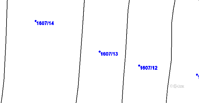 Parcela st. 1607/13 v KÚ Otěvěky, Katastrální mapa