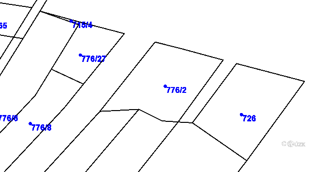 Parcela st. 776/2 v KÚ Podbořánky, Katastrální mapa
