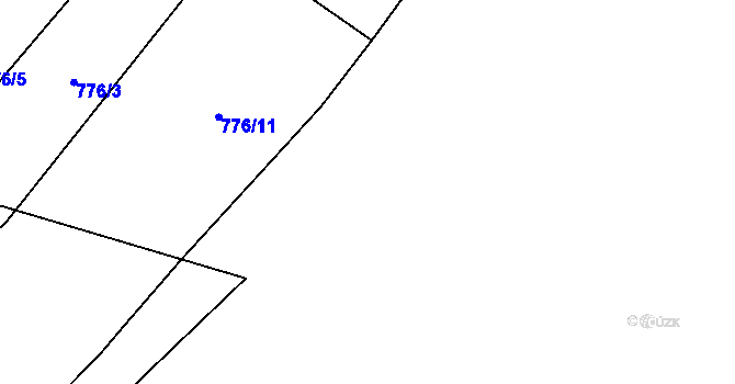 Parcela st. 776/12 v KÚ Podbořánky, Katastrální mapa