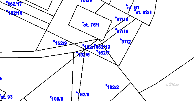 Parcela st. 162/7 v KÚ Žďár u Rakovníka, Katastrální mapa