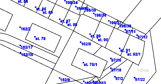 Parcela st. 162/8 v KÚ Žďár u Rakovníka, Katastrální mapa
