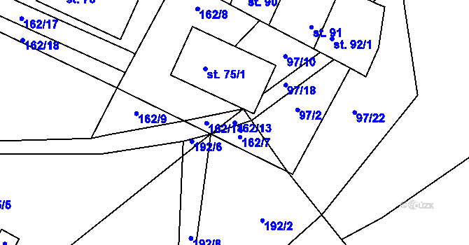 Parcela st. 162/13 v KÚ Žďár u Rakovníka, Katastrální mapa