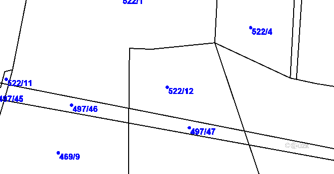 Parcela st. 522/12 v KÚ Žďár u Rakovníka, Katastrální mapa