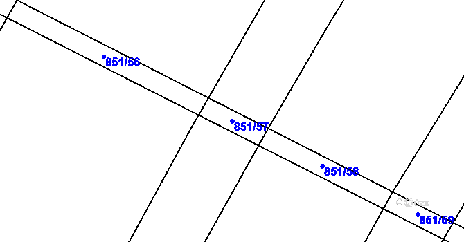 Parcela st. 851/57 v KÚ Žďár u Rakovníka, Katastrální mapa