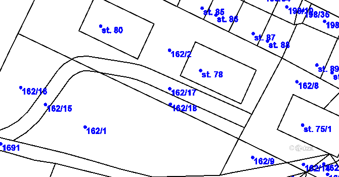 Parcela st. 162/17 v KÚ Žďár u Rakovníka, Katastrální mapa