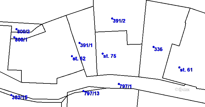 Parcela st. 75 v KÚ Nová Ves u Protivína, Katastrální mapa