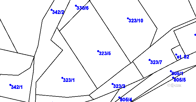 Parcela st. 323/5 v KÚ Nová Ves u Protivína, Katastrální mapa