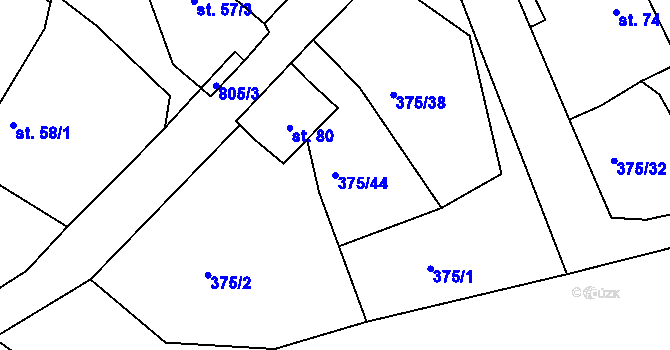 Parcela st. 375/44 v KÚ Nová Ves u Protivína, Katastrální mapa