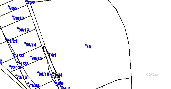 Parcela st. 75 v KÚ Nová Ves u Protivína, Katastrální mapa