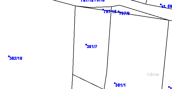 Parcela st. 381/7 v KÚ Nová Ves u Protivína, Katastrální mapa