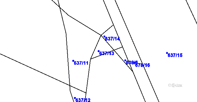 Parcela st. 637/13 v KÚ Nová Ves u Protivína, Katastrální mapa