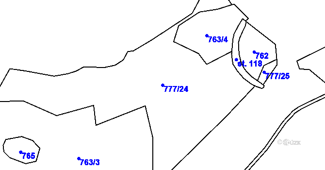 Parcela st. 777/24 v KÚ Nová Ves u Protivína, Katastrální mapa