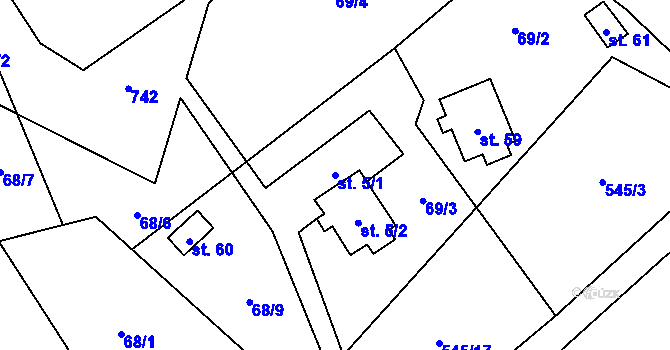 Parcela st. 5/1 v KÚ Kruh v Podbezdězí, Katastrální mapa