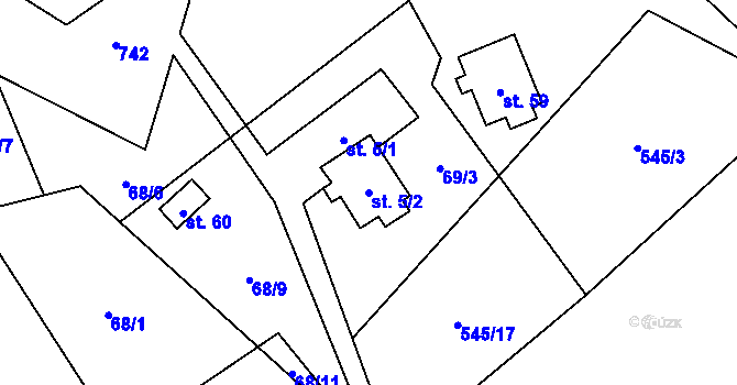 Parcela st. 5/2 v KÚ Kruh v Podbezdězí, Katastrální mapa