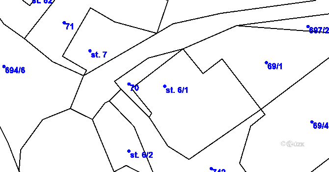 Parcela st. 6/1 v KÚ Kruh v Podbezdězí, Katastrální mapa