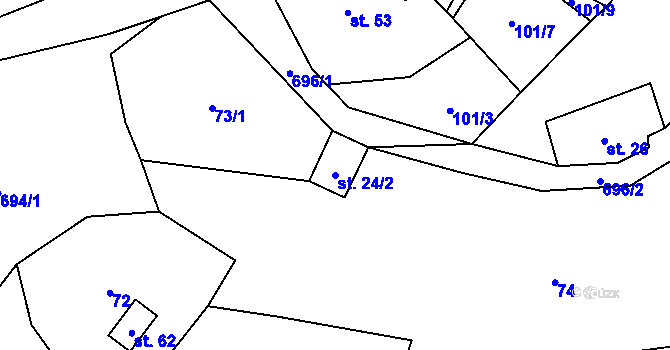 Parcela st. 24/2 v KÚ Kruh v Podbezdězí, Katastrální mapa
