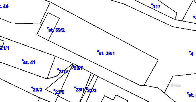 Parcela st. 39/1 v KÚ Kruh v Podbezdězí, Katastrální mapa