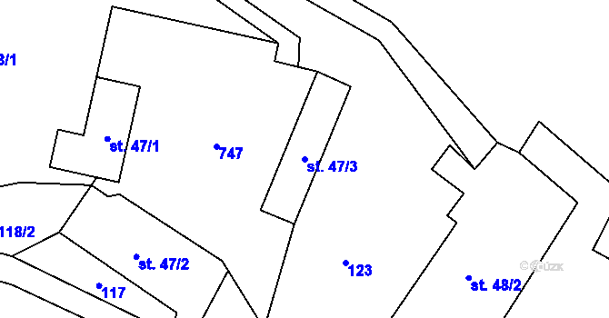Parcela st. 47/3 v KÚ Kruh v Podbezdězí, Katastrální mapa