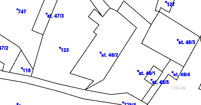 Parcela st. 48/2 v KÚ Kruh v Podbezdězí, Katastrální mapa