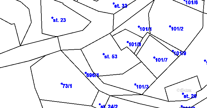 Parcela st. 53 v KÚ Kruh v Podbezdězí, Katastrální mapa