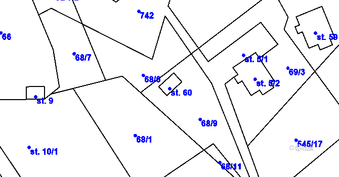 Parcela st. 60 v KÚ Kruh v Podbezdězí, Katastrální mapa