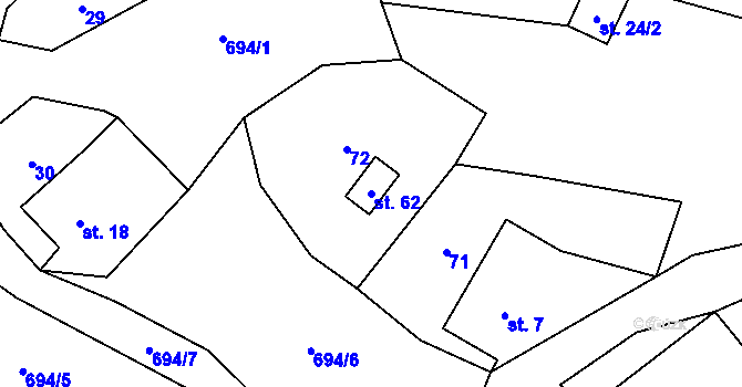 Parcela st. 62 v KÚ Kruh v Podbezdězí, Katastrální mapa
