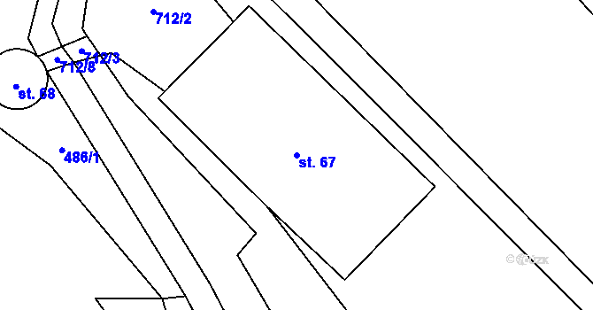 Parcela st. 67 v KÚ Kruh v Podbezdězí, Katastrální mapa