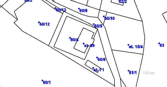 Parcela st. 69 v KÚ Kruh v Podbezdězí, Katastrální mapa
