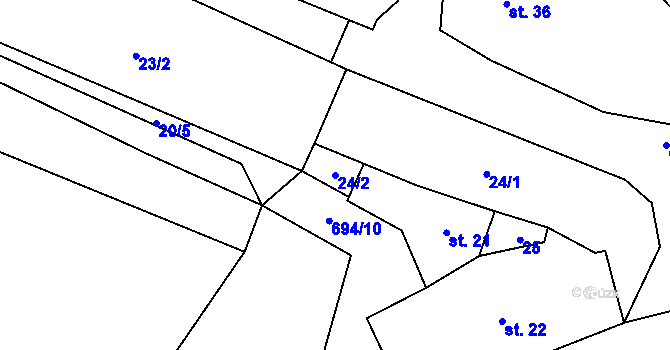 Parcela st. 24/2 v KÚ Kruh v Podbezdězí, Katastrální mapa