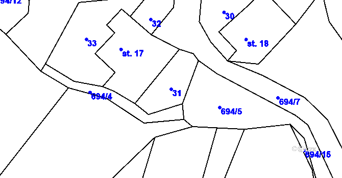 Parcela st. 31 v KÚ Kruh v Podbezdězí, Katastrální mapa